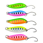 JYJ 5db zacskó Kemény fém horgászkanál csali, "S" alakú színes hamis csali pergető horgászfelszerelés wobbler csali