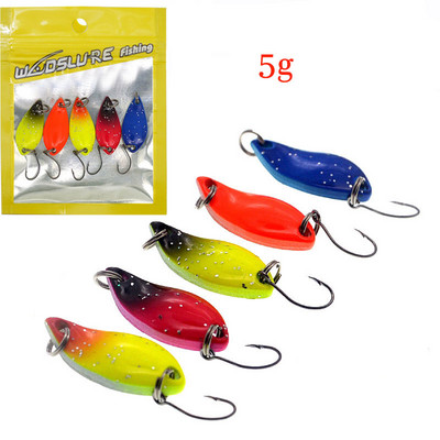JYJ 5db zacskó Kemény fém horgászkanál csali, "S" alakú színes hamis csali pergető horgászfelszerelés wobbler csali