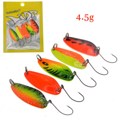 JYJ 5db zacskó Kemény fém horgászkanál csali, "S" alakú színes hamis csali pergető horgászfelszerelés wobbler csali