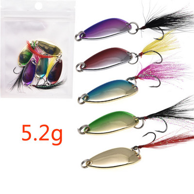 JYJ 5db zacskó Kemény fém horgászkanál csali, "S" alakú színes hamis csali pergető horgászfelszerelés wobbler csali