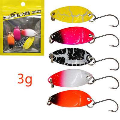 JYJ 5db zacskó Kemény fém horgászkanál csali, "S" alakú színes hamis csali pergető horgászfelszerelés wobbler csali