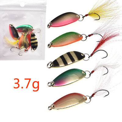 JYJ 5db zacskó Kemény fém horgászkanál csali, "S" alakú színes hamis csali pergető horgászfelszerelés wobbler csali