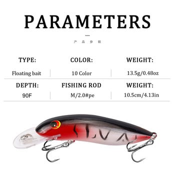 1 τεμ. Floating Minnow Fishing Lures Wobblers 10,5cm 13,4g Τεχνητό πλαστικό σκληρό δόλωμα Bass Pike Pesca Crankbait Είδη ψαρέματος