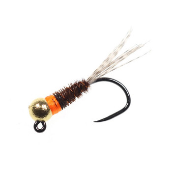 Bimoo 6PCS Tungsten Jig Brown Perdigon Nymphs for Euro Nymphing Competition Ψάρεμα Ισπανικές νύμφες Πέστροφα Grayling Whitefish Fly