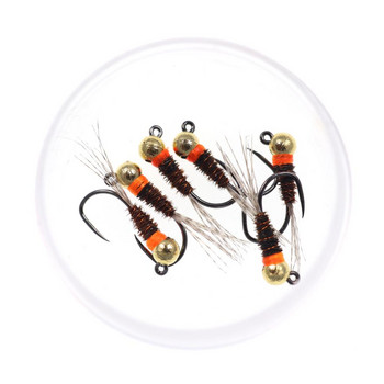 Bimoo 6PCS Tungsten Jig Brown Perdigon Nymphs for Euro Nymphing Competition Ψάρεμα Ισπανικές νύμφες Πέστροφα Grayling Whitefish Fly