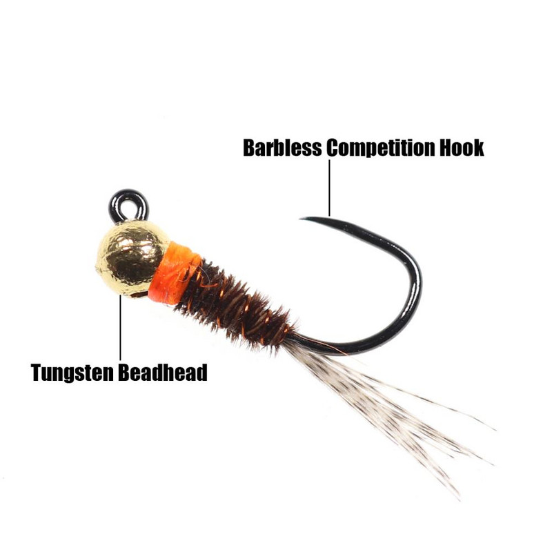Bimoo 6TK Tungsten Jig Brown Perdigon Nymphs for Euro Nymphing Competition Fishing Hispaania nümfid Forell Harjus Siig Kärbes