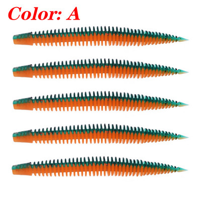 10 db/tétel Larva Pin Tail Puha Csalik 80mm 2.3g Dupla szín Szilikon Puha Csali édesvízi Worm Swimbaits Bass Jig Wobblerekhez