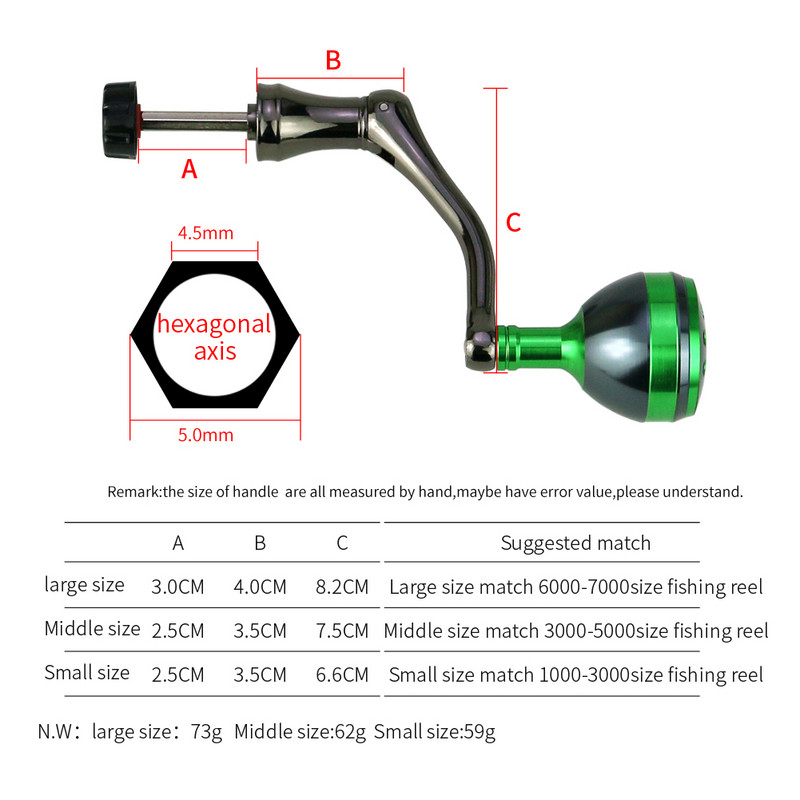 Püügirulli vahetuskäepide Täismetallist nookurvarre vända spinning rulli käepideme käepide spinningu jaoks kalarulli tarvik