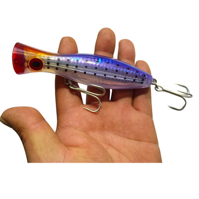 1 TK Sea Fishing Big Popper 12,5cm 40g Laser Coating Top Water Fishing Hard Bait Kunstlikud Crankbait Vooblerid haugi bassile