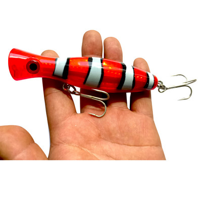 1 TK Sea Fishing Big Popper 12,5cm 40g Laser Coating Top Water Fishing Hard Bait Kunstlikud Crankbait Vooblerid haugi bassile