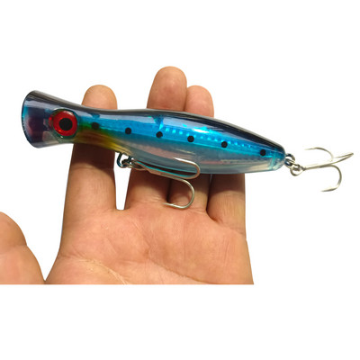 1 TK Sea Fishing Big Popper 12,5cm 40g Laser Coating Top Water Fishing Hard Bait Kunstlikud Crankbait Vooblerid haugi bassile
