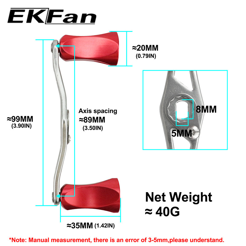 Μήκος EKfan 99mm 8*5mm Μέγεθος τρύπας Λαβή καρούλι ψαρέματος Ασημένια λαβή πόμολο κράμα αλουμινίου Εργαλείο ψαρέματος
