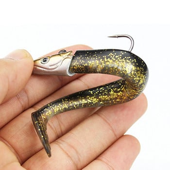 1Pcs Black Minnow Jig Head Риболовна примамка 12cm 16g Pike Bass Fishing Pesca Shad Мека стръв Лодка Код стръв за лаврак за Zand Tackle