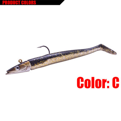 1 buc. Nalucă de pescuit cu cap de Jig Negru 12cm 16g Pescuit la Stiuca Bass Pesca Shad Momeală moale Cod de barcă Momeală de bibin pentru Zand Tackle