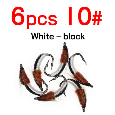 Bimoo 6PCS #8 #10 #12 #14 Realistlik Nymph Scud Fly forellipüügiks Nymph Kunstlik putukate sööt Caddis Nymph Fishing Fly