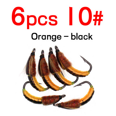 Bimoo 6PCS #8 #10 #12 #14 Realistlik Nymph Scud Fly forellipüügiks Nymph Kunstlik putukate sööt Caddis Nymph Fishing Fly