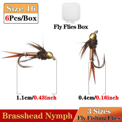 6 tk messingist helmepea kiiresti uppuv nümf Scud Fly Bug Worm Forell Fishing Lens Kunstlik putukapüügi peibutis