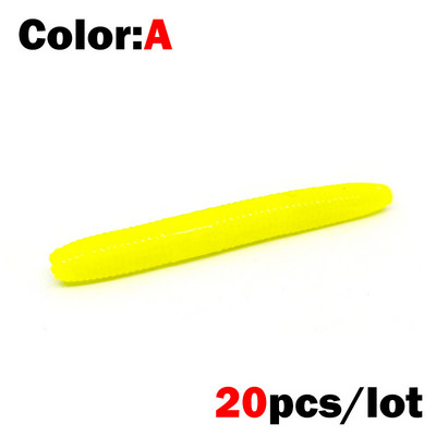 OUTKIT 20db puha horgászcsalik 5cm 1,36g mesterséges kukac csali szilikon horgászcsalik Crankbait horgász basszus kellék