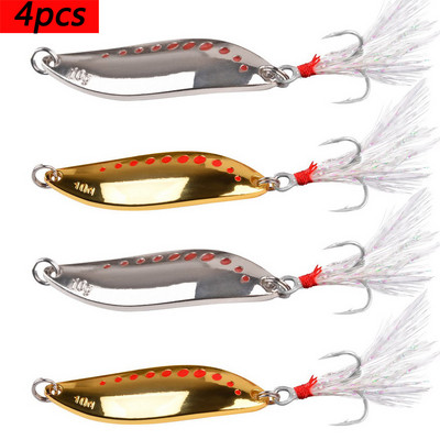 4бр. Metal Vib Leech Spinners Spoon Lures 2.5g-25g Изкуствена стръв Pesca Fishing Lure Hook Tackle Tackle for Bass Pike Perch