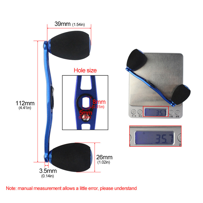 XTNIU pikkus 112 mm 8 * 5 mm auguga püügirulli käepide alumiiniumsulamist käepide ja EVA nupuga püügirulli tööriist Baitcast rullile