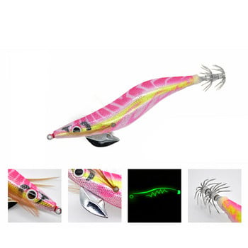 1Pcs Squid lure Shrimp 3.5# 20g Джигове Дървена примамка Светещи октоподни примамки 3D очи Сепия Изкуствена примамка за джигинг риболовна примамка