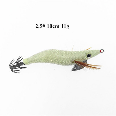 1 buc 2,5 # 3,5 # luminoase calamar momeală negru alb strălucitor lemn creveți momeală cu caracatiță calamar jig cârlige sepie momeală de pescuit