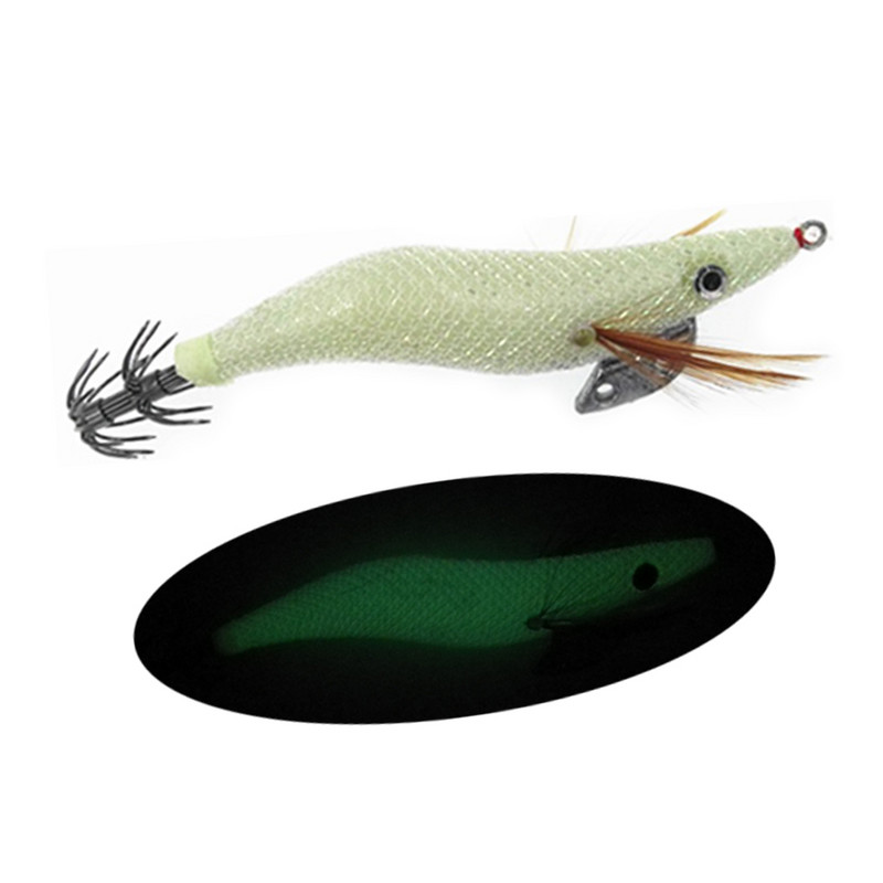 1 buc 2,5 # 3,5 # luminoase calamar momeală negru alb strălucitor lemn creveți momeală cu caracatiță calamar jig cârlige sepie momeală de pescuit