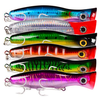 1 τεμ 13cm 43g Big Popper Fishing Lure Bait Pesca Treble Hooks Crank Bait 3D Eyes Τεχνητό σκληρό δόλωμα Κυπρίνος Λούτσος Είδη ψαρέματος