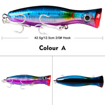 1 τεμ 13cm 43g Big Popper Fishing Lure Bait Pesca Treble Hooks Crank Bait 3D Eyes Τεχνητό σκληρό δόλωμα Κυπρίνος Λούτσος Είδη ψαρέματος