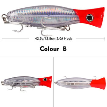 1 τεμ 13cm 43g Big Popper Fishing Lure Bait Pesca Treble Hooks Crank Bait 3D Eyes Τεχνητό σκληρό δόλωμα Κυπρίνος Λούτσος Είδη ψαρέματος