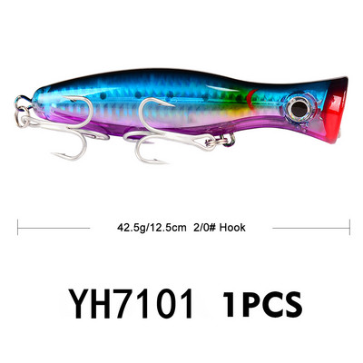 1 τεμ 13cm 43g Big Popper Fishing Lure Bait Pesca Treble Hooks Crank Bait 3D Eyes Τεχνητό σκληρό δόλωμα Κυπρίνος Λούτσος Είδη ψαρέματος