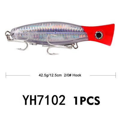 1 τεμ 13cm 43g Big Popper Fishing Lure Bait Pesca Treble Hooks Crank Bait 3D Eyes Τεχνητό σκληρό δόλωμα Κυπρίνος Λούτσος Είδη ψαρέματος
