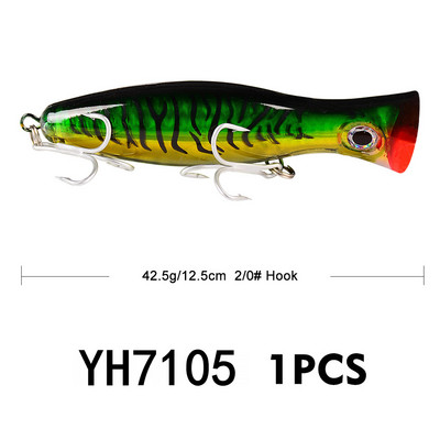1 τεμ 13cm 43g Big Popper Fishing Lure Bait Pesca Treble Hooks Crank Bait 3D Eyes Τεχνητό σκληρό δόλωμα Κυπρίνος Λούτσος Είδη ψαρέματος