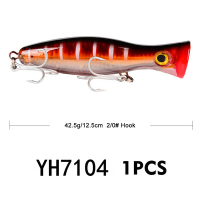 1 бр. 13 см 43 г. Big Popper риболовна примамка Pesca Treble Hooks Crank Bait 3D Eyes Изкуствена твърда примамка Шаран Щука Риболовни принадлежности
