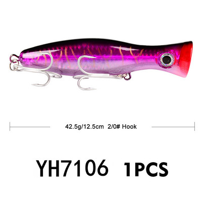 1 τεμ 13cm 43g Big Popper Fishing Lure Bait Pesca Treble Hooks Crank Bait 3D Eyes Τεχνητό σκληρό δόλωμα Κυπρίνος Λούτσος Είδη ψαρέματος
