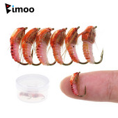 Bimoo 6PCS #12 #14 Classic Nymph Scud Fly Bug Worm for Trout Fishing Flies Nymphs Insect Bait Lure Καφέ Χρώμα