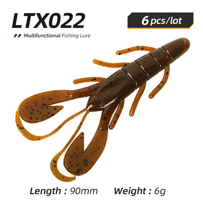 ARDEA Lures Vibe Craw Fish Baits 90mm6g 6tk Silicone Worms Crawfish Soft Bait Plastic Creature Creature Creature Bass Ahvena kalastustarbed