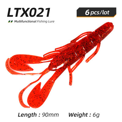 ARDEA Lures Vibe Craw Fish Baits 90mm6g 6tk Silicone Worms Crawfish Soft Bait Plastic Creature Creature Creature Bass Ahvena kalastustarbed