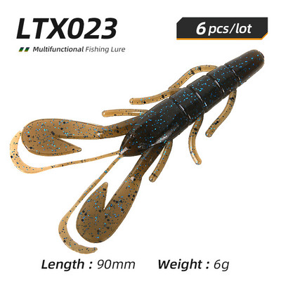 ARDEA Lures Vibe Craw Fish Baits 90mm6g 6tk Silicone Worms Crawfish Soft Bait Plastic Creature Creature Creature Bass Ahvena kalastustarbed