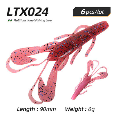 ARDEA Lures Vibe Craw Fish Baits 90mm6g 6tk Silicone Worms Crawfish Soft Bait Plastic Creature Creature Creature Bass Ahvena kalastustarbed