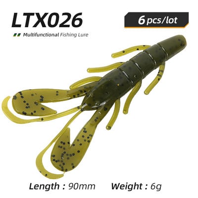 ARDEA Lures Vibe Craw Fish Baits 90mm6g 6tk Silicone Worms Crawfish Soft Bait Plastic Creature Creature Creature Bass Ahvena kalastustarbed