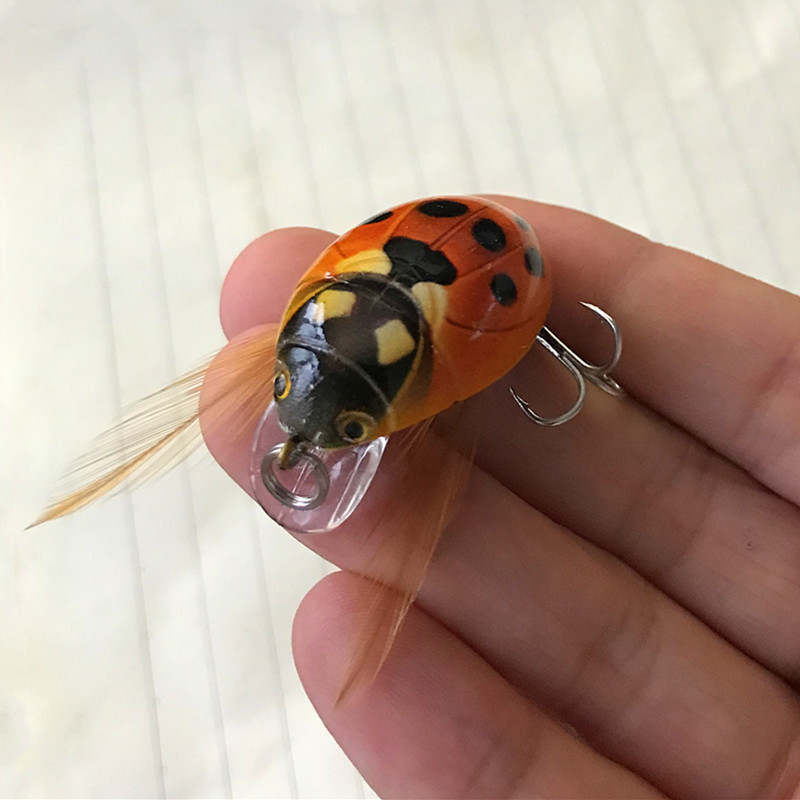 1 db 3,8 cm 4,1 g mesterséges katica horgászcsali kabóca bogár rovar wobbler horgászcsalik Topwater sügérhez horgászfelszerelés
