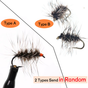 Wifreo 6PCS Griffith\'s Gnat Midge Fly Суха муха Пъстърва Fly Fishing Мухи Стръв Размер 14 16 18 20