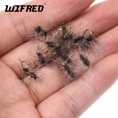 Wifreo 6PCS Griffith`s Gnat Midge Fly Dry Fly Foreles mušu makšķerēšanas mušu ēsmas izmērs 14 16 18 20