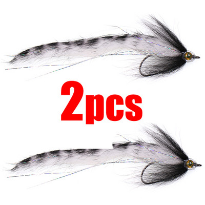 1PC/2TK #2/0 Merevee suur kalakärbes, rippuv sööt, kalavooder, kärbsega haug Bass kalapüügi landid valge kollane lilla