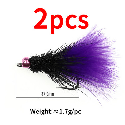 1PC/2TK #2/0 Merevee suur kalakärbes, rippuv sööt, kalavooder, kärbsega haug Bass kalapüügi landid valge kollane lilla