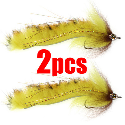 1PC/2TK #2/0 Merevee suur kalakärbes, rippuv sööt, kalavooder, kärbsega haug Bass kalapüügi landid valge kollane lilla