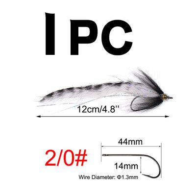 1PC/2TK #2/0 Merevee suur kalakärbes, rippuv sööt, kalavooder, kärbsega haug Bass kalapüügi landid valge kollane lilla