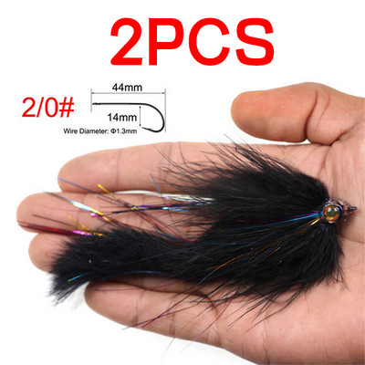 1PC/2TK #2/0 Merevee suur kalakärbes, rippuv sööt, kalavooder, kärbsega haug Bass kalapüügi landid valge kollane lilla