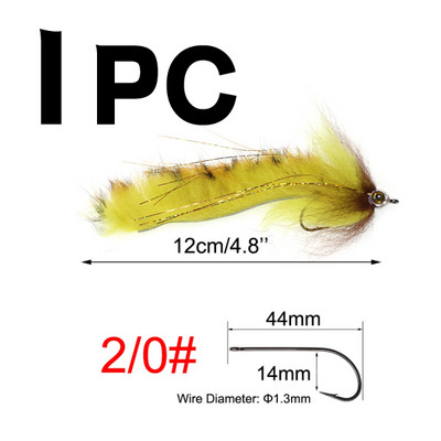 1PC/2TK #2/0 Merevee suur kalakärbes, rippuv sööt, kalavooder, kärbsega haug Bass kalapüügi landid valge kollane lilla